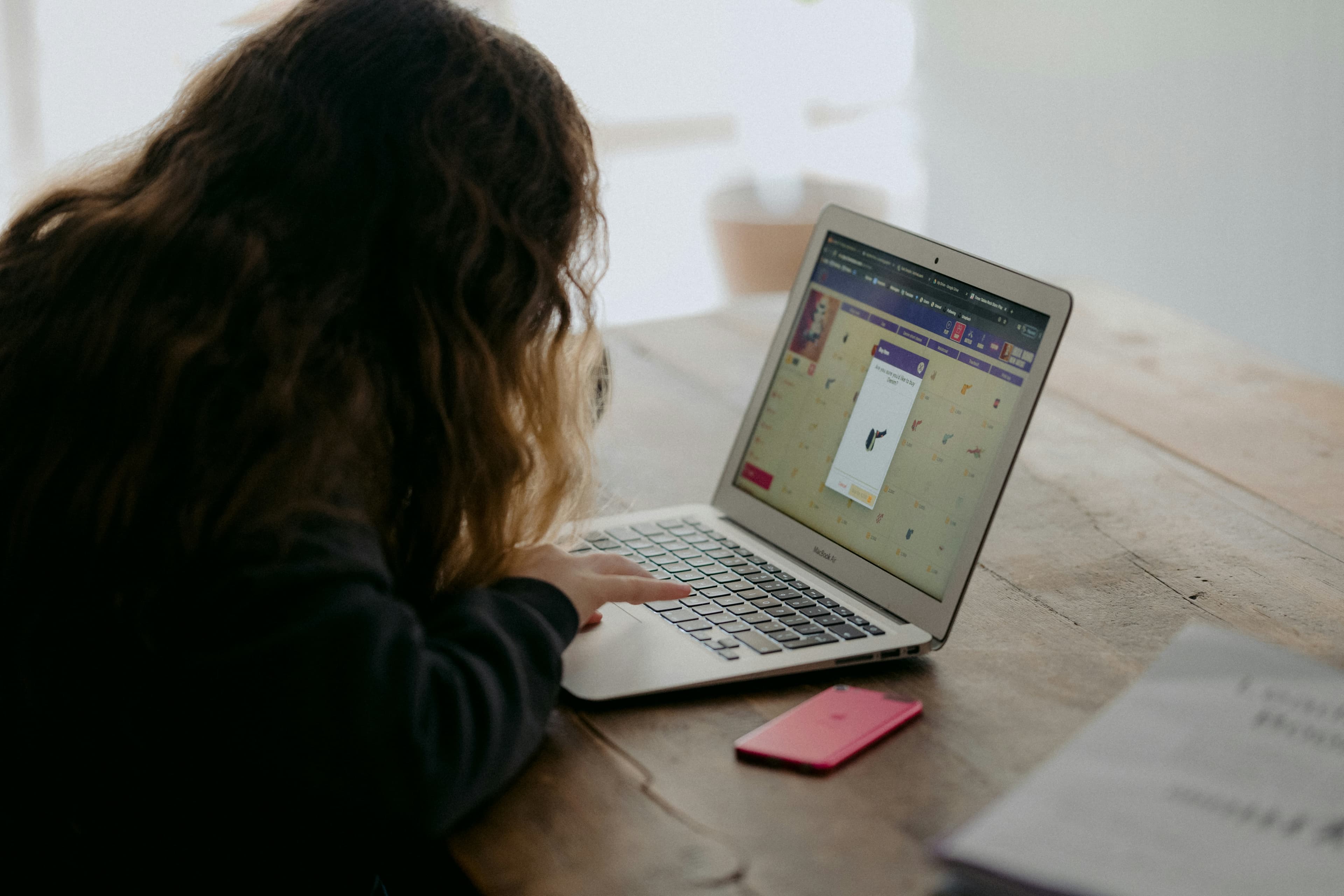 girl on her computer